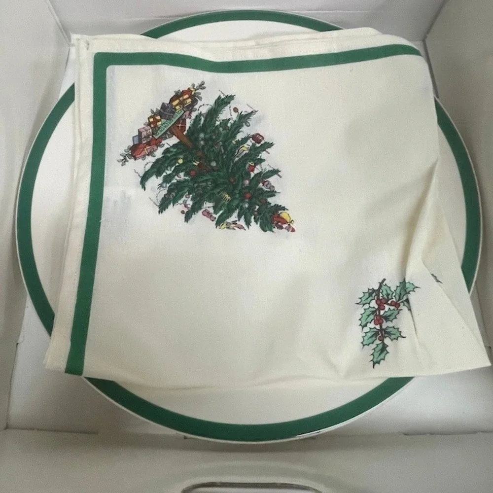 Vtg 1995 Spode Christmas Tree 4-Piece Buffet Place Setting Made in England Boxed